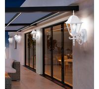 4er Set Style Maison de Campagne Mur Lumières Alu Extérieur Lanternes Verre Film