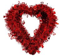 4E's Novelty Couronne de Saint-Valentin pour Porte d'entrée, Couronne en Forme de cœur à Suspendre - 35,6 cm, décoration extérieure de Saint-Valentin