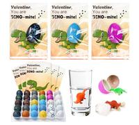 4E's Novelty Lot de 30 œufs de dinosaure avec cartes de Saint-Valentin pour enfants - Œufs de dinosaure à éclosion poussent dans l'eau, cadeaux d'échange pour enfants en vrac, cadeaux de