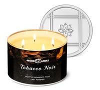 4EVER CANDLE Bougie en pot de plus de 50 heures - Bougies parfumées longue durée à 4 mèches, bougie en cire de soja naturelle de 18oz pour la maison, bougies cadeaux pour femmes et hommes Tabac Noir