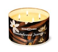 4EVER CANDLE Bougie parfumée 4 mèches, 18oz, mélange de cire de soja, parfum longue durée, plus de 50 heures, décoration et cadeaux de pendaison de crémaillère, Bois de santal et jasmin