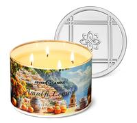 4EVER CANDLE Bougie parfumée 4 mèches, 18oz, mélange de cire de soja, parfum longue durée, plus de 50 heures, décoration et cadeaux de pendaison de crémaillère, Citron d'Amalfi