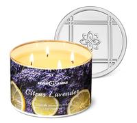 4EVER CANDLE Bougies parfumées Agrumes lavande, bougies de soja de 18oz, grands pots à 4 mèches non toxiques, plus de 50 heures de combustion, idéales pour offrir, événements et décoration intérieure
