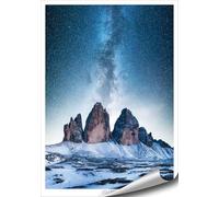 4FINO Montagnes Poster, Dolomites - Trois Cimes de Lavaredo, Ciel Étoilé, Nature Images Photo Art Décoration Murale Moderne Salon Chambre Cuisine (avec Texte, 70 cm x 100 cm, sans Cadre)