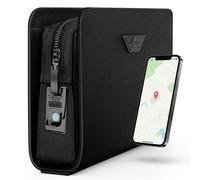 4FLY Pochette Homme avec Verrouillage par Empreinte et Smart Tracker Compatible avec Apple Localiser, Pochette de Sécurité en Cuir avec Compartiment pour Cartes et 2 Poches, Noir