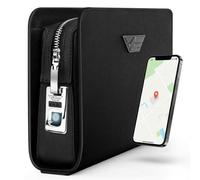 4FLY Sac à main pour homme avec serrure à empreintes digitales et tracker intelligent compatible avec Apple Où est ? APP, pochette de sécurité en cuir pour homme, pochette avec compartiment pour
