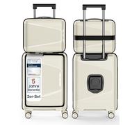 4FLY Set Cabine Rigide léger 2 pièces, Trousse de Toilette (18 L) et Valise Cabine (54×36×19 cm, 30L), Serrure TSA, Port USB-A USB-C, roulettes Doubles, poignée télescopique Aluminium