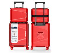 4FLY Set Cabine Rigide léger 2 pièces, Trousse de Toilette (18 L) et Valise Cabine (54×36×19 cm, 30L), Serrure TSA, Port USB-A USB-C, roulettes Doubles, poignée télescopique Aluminium