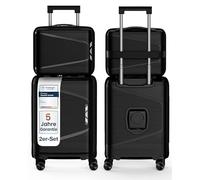 4FLY Set Cabine Rigide léger 2 pièces, Trousse de Toilette (18 L) et Valise Cabine (54×36×19 cm, 30L), Serrure TSA, Port USB-A USB-C, roulettes Doubles, poignée télescopique Aluminium