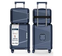 4FLY Set Cabine Rigide léger 2 pièces, Trousse de Toilette (18 L) et Valise Cabine (54×36×19 cm, 30L), Serrure TSA, Port USB-A USB-C, roulettes Doubles, poignée télescopique Aluminium