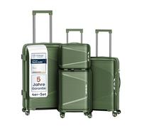 4FLY Set de valises rigides légères 4 pièces, Set avec Serrure TSA, Double Fermeture éclair, roulettes Doubles et poignée télescopique en Aluminium, Trousse de Toilette, Cabine et soute