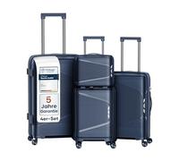 4FLY Set de valises rigides légères 4 pièces, Set avec Serrure TSA, Double Fermeture éclair, roulettes Doubles et poignée télescopique en Aluminium, Trousse de Toilette, Cabine et soute