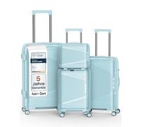 4FLY Set de valises rigides légères 4 pièces, Set avec Serrure TSA, Double Fermeture éclair, roulettes Doubles et poignée télescopique en Aluminium, Trousse de Toilette, Cabine et soute