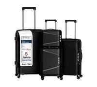 4FLY Set de valises rigides légères 4 pièces, Set avec Serrure TSA, Double Fermeture éclair, roulettes Doubles et poignée télescopique en Aluminium, Trousse de Toilette, Cabine et soute