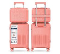 4FLY Valise de voyage rigide légère et ensemble de valises - Valise à roulettes avec serrure TSA, 4 doubles roulettes rotatives, poignée télescopique en aluminium et double fermeture éclair, trousse