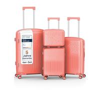 4FLY Valise de voyage rigide légère et ensemble de valises - Valise à roulettes avec serrure TSA, 4 doubles roulettes rotatives, poignée télescopique en aluminium et double fermeture éclair, trousse