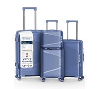 4FLY Valise de voyage rigide légère et ensemble de valises - Valise à roulettes avec serrure TSA, doubles roulettes, poignée télescopique en aluminium et double fermeture éclair, trousse de beauté