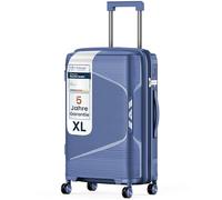 4FLY Valise de voyage rigide légère et ensemble de valises - Valise à roulettes avec serrure TSA, doubles roulettes, poignée télescopique en aluminium et double fermeture éclair, trousse de beauté