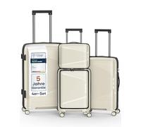 4FLY Valise de voyage rigide légère et ensemble de valises - Valise à roulettes avec serrure TSA, doubles roulettes, poignée télescopique en aluminium et double fermeture éclair, trousse de beauté