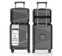 4FLY Valise de voyage rigide légère et ensemble de valises - Valise à roulettes avec serrure TSA, doubles roulettes, poignée télescopique en aluminium et double fermeture éclair, trousse de beauté