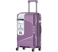 4FLY Valise de voyage rigide légère et ensemble de valises - Valise à roulettes avec serrure TSA, doubles roulettes, poignée télescopique en aluminium et double fermeture éclair, trousse de beauté