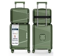 4FLY Valise de Voyage Rigide légère et Ensemble de valises - Valise à roulettes avec Serrure TSA, Doubles roulettes, poignée télescopique en Aluminium et Double Fermeture éclair, Trousse de beauté