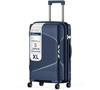 4FLY Valise de voyage rigide légère et ensemble de valises - Valise à roulettes avec serrure TSA, doubles roulettes, poignée télescopique en aluminium et double fermeture éclair, trousse de beauté