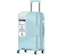 4FLY Valise de voyage rigide légère L - Grande 64 cm (61 L) - Valise à roulettes avec serrure TSA, roulettes doubles, poignée télescopique en aluminium et double fermeture à glissière, bagage en soute
