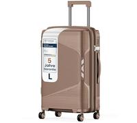 4FLY Valise de voyage rigide légère L - Grande 64 cm (61 L) - Valise à roulettes avec serrure TSA, roulettes doubles, poignée télescopique en aluminium et double fermeture à glissière, bagage en soute