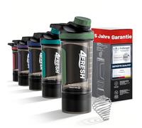 4FRESH Shaker Protéiné 500 ml en Tritan, Sans BPA avec Échelle et Fermeture Magnétique, Shaker Premium avec Mélangeur Spirale et Boîte de Rangement pour Poudre et Gélules, Idéal Fitness et Gym