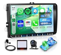 4G+128G 9" Autoradio Android pour VW Golf 5 Golf 6 Passat Polo Tiguan Touran Caddy Skoda Seat avec ISO CarPlay Android Auto sans Fil FM/RDS/EQ WiFi GPS Mirror Link Bluetooth Commande au Volant