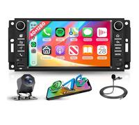 4G+128G Android Autoradio pour Jeep Wrangler Compass Grand Cherokee/Dodge Caliber Avenger/Chevrolet sans Fil Carplay Android Auto 7 Pouces Radio Navi GPS WiFi Bluetooth FM/RDS/EQ/SWC Caméra de Recul