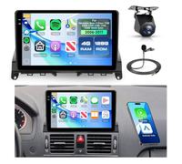 4G+128G Android Autoradio pour Mercedes Benz C Class W204 S204 2006-2011 9 Pouces Écran in-Cell Carplay sans Fil Radio avec Android Auto Mirror Link GPS Navi Bluetooth WiFi FM/RDS/EQ SWC Caméra Recul