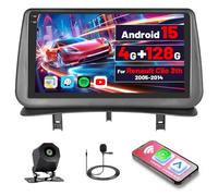 [4G+128G] Inefala Android 15 Autoradio pour Renault Clio 3th 2005-2014 avec Wireless Carplay Android Auto, 9" écran Tactile Poste Radio Voiture Bluetooth avec GPS WiFi RDS/FM Caméra de Recul & Mic