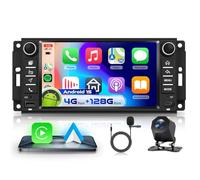 4G 128G VECHTEL 7" Autoradio pour Jeep/Chevrolet/Chrysler/Dodge Carplay Android Auto, EQ, WiFi GPS, Bluetooth, Radio RDS/FM avec caméra de recul AHD