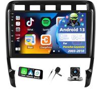 4G+64G Android 13 Autoradio pour Porsche Cayenne 2003-2010 avec Carplay Android Auto, écran Tactile 9" avec Bluetooth EQ GPS WiFi FM/RDS MirrorLink Split Screen + caméra de recul et Micro