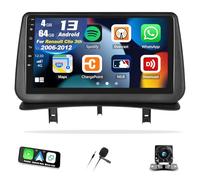 [4G+64G] Android 13 Autoradio pour Renault Clio 3th 2005-2014, Autoradio avec écran Tactile IPS de 9 Pouces (1280 x 720 Pixels) intégrant CarPlay, Android Auto, BT, DSP/GPS, WiFi + caméra de recul