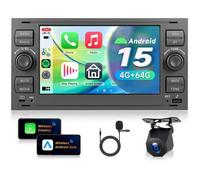 4G+64G Android 15 Autoradio 7"" pour Ford Focus Fiesta C/S-Max Transit Mondeo CarPlay/Android Auto Sans Fil GPS WiFi Bluetooth Caméra