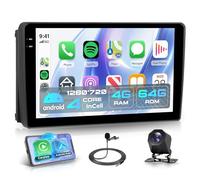 4G+64G Android Autoradio pour Ford Transit 2009-2016/ Ford Focus 2005-2008 sans Fil Carplay Android Auto 9 Pouces Incell Écran Tactile Radio avec GPS WiFi Bluetooth FM/RDS EQ/USB/SWC Caméra de Recul