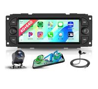 4G+64G Android Autoradio pour Jeep Grand Cherokee Wrangler Liberty Chrysler Grand Voyager 300M PT Cruiser RAM 1500 2500 Sans Fil Carplay Android Auto Navi WiFi, 6.86 Pouces Radio Bluetooth FM/RDS/32EQ