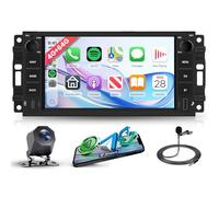 4G+64G Android Autoradio pour Jeep Wrangler Compass Grand Cherokee/Chrysler 300C/Dodge Ram/Chevrolet sans Fil Carplay Android Auto, 7 Pouces Radio Navi GPS WiFi Bluetooth FM/RDS/32 EQ Caméra de Recul