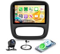 4G+64G Android Autoradio pour Renault Trafic Opel Vivaro B Fiat Talento Nissan NV300/VW300 avec 9'' écran in-Cell Carplay sans Fil Android Auto Mirror Link WiFi GPS Navi BT FM/RDS/EQ Caméra Recul