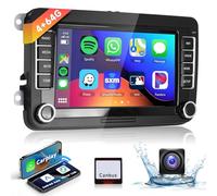4G & 64G Autoradio 7" Bluetooth pour VW Golf 5 6 Polo Passat Skoda Touran Seat Carplay sans Fil Android Auto, WiFi GPS Navi HiFi RDS/Radio FM 2 DIN avec caméra de recul AHD/DVR/Canbus