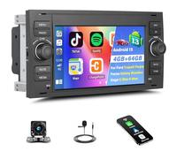 4G + 64G Autoradio Android 13 pour Ford Transit Fiesta Galaxy Fusion Kuga C-Max S-Max avec Carplay Android Auto sans Fil, Écran Tactile 7" avec Bluetooth EQ GPS WiFi FM/RDS + Caméra de Recul et MIC