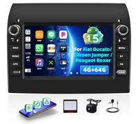 4G+64G Autoradio Android 15 pour Fiat Ducato 2008-2015 Citroen Jumper/Peugeot Boxer 2011-2015 avec Carplay Android Auto sans Fil, 9" Autoradio Bluetooth avec WiFi GPS SWC FM RDS+Caméra de Recul MIC