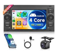 4G+64G Sans Fil Carplay Android 13 Autoradio pour Ford Focus C-Max S-Max Kuga Fiesta Transit Fusion Mondeo Galaxy Connect 7 Pouces Autoradio Android Auto GPS Navi WiFi Bluetooth FM/RDS Caméra de Recul