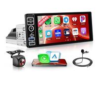 4G+64G sans Fil Carplay Android Autoradio 1 Din avec sans Fil Android Auto GPS Navi WiFi 6.9 Pouces Écran Tactile Autoradio avec Mirror Link Bluetooth FM/RDS Radio EQ/USB/Type C/SWC Caméra de Recul