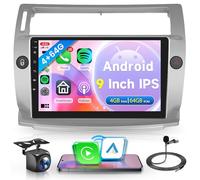4G+64G Sans Fil Carplay Android Autoradio pour Citroen C4 2004-2009 C-Triomphe C-Quatre 2008-2011 9 Pouces Autoradio avec Android Auto GPS Navi WiFi Mirror Link Bluetooth FM/RDS/EQ/SWC Caméra de Recul