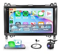 4G+64G sans Fil Carplay Android Autoradio pour Mercedes Benz A/B Class W169 W245 B200 W639 Vito Viano W906 Sprinter 9 Pouces Incell Écran Autoradio Android Auto GPS Navi WiFi Bluetooth FM/RDS EQ/SWC