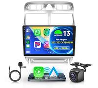 4G+64G sans Fil Carplay Android Autoradio pour Peugeot 307/307CC/307SW 2002-2013 9 Pouces Autoradio Android Auto Navi GPS WiFi Mirror Link Bluetooth FM/RDS/DAB/DVR/32 EQ/SWC Caméra de Recul